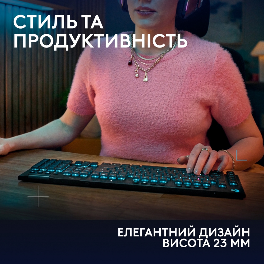 Клавiатура бездротова Logitech G915 X Lightspeed Wireless Clicky (Black)
