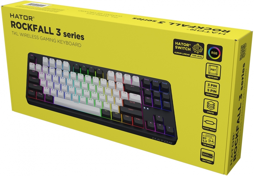 Клавіатура Hator Rockfall 3 Mecha TKL Wireless (Orange Black)