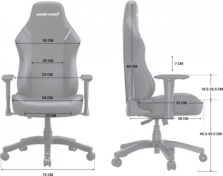 Крісло для геймерів Anda Seat Luna Size L Fabric (Grey)