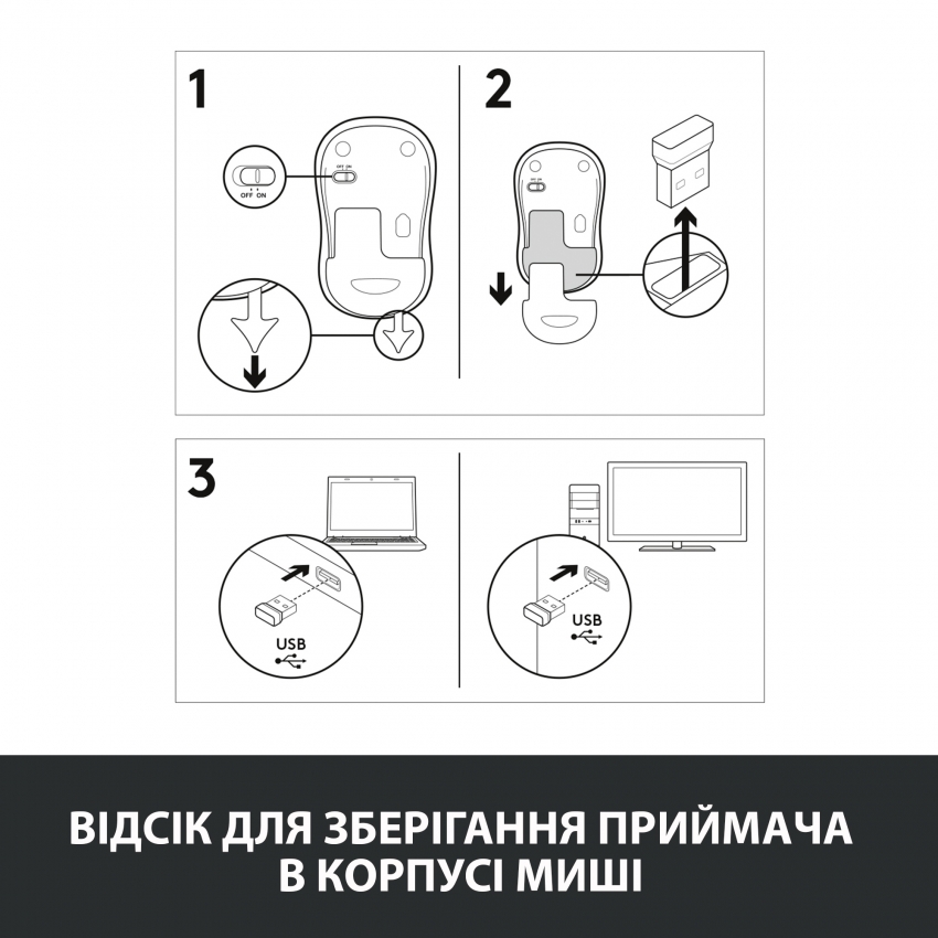Миша бездротова Logitech M185 (Grey)