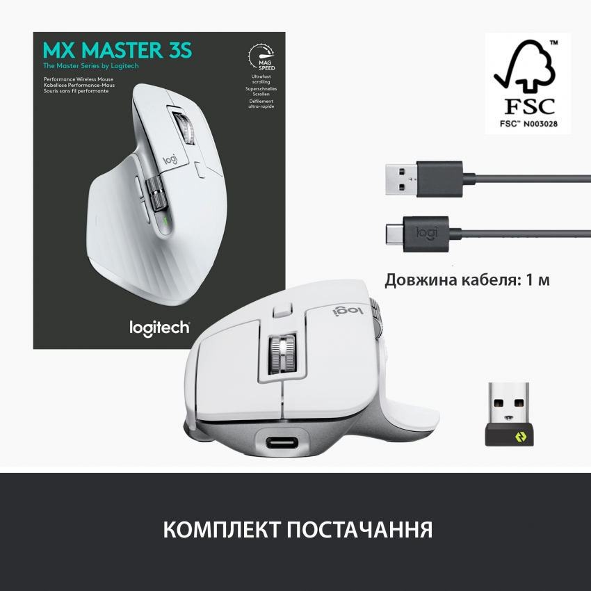Миша Logitech MX Master 3S (Pale Grey)